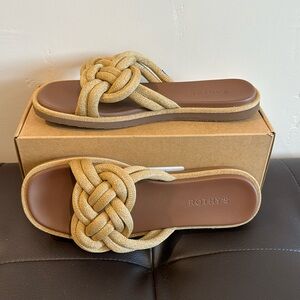 Rothy’s Golden Sun Summer Sandal Metallic Sparkle Size 10 Good Condition